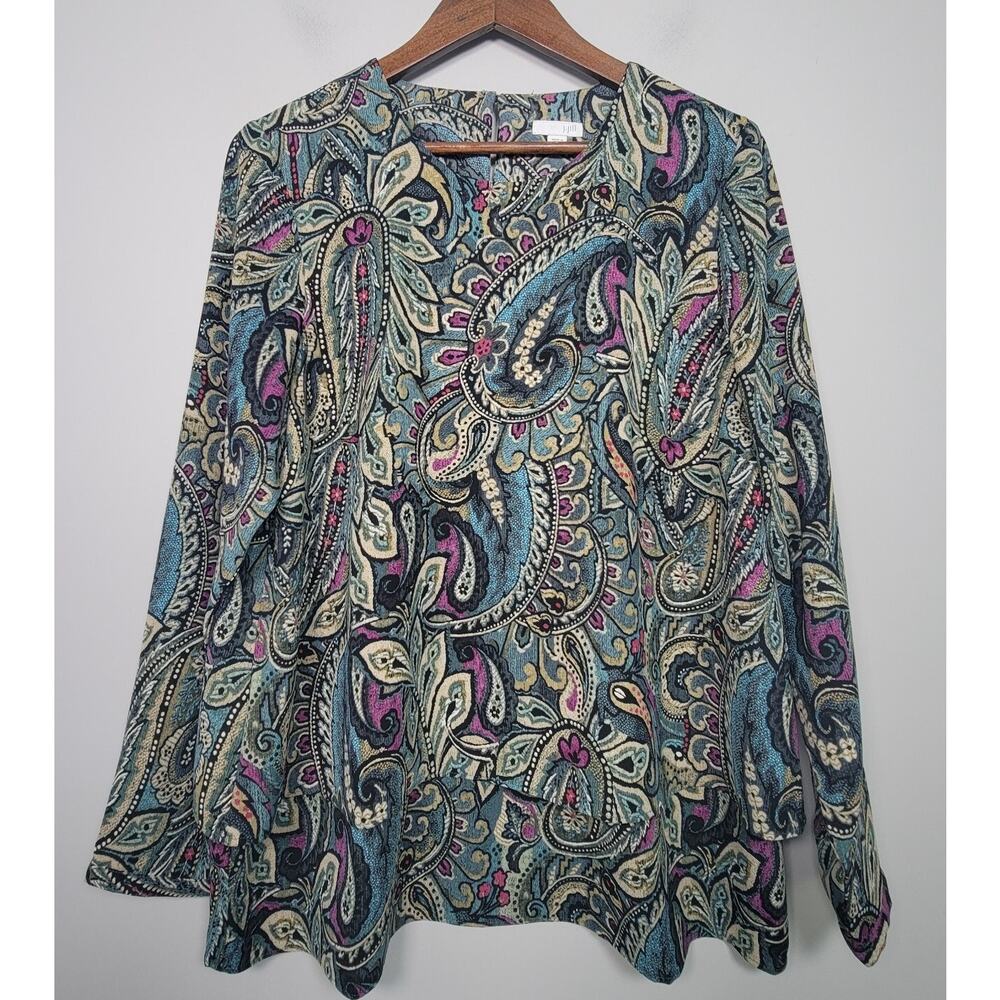 J. Jill Blouse Paisley Womens M Long Sleeve Layered Top
